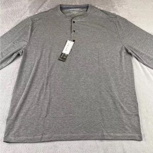 Jachs New York mens long sleeve gray pullover 3 button henley top size XXXL